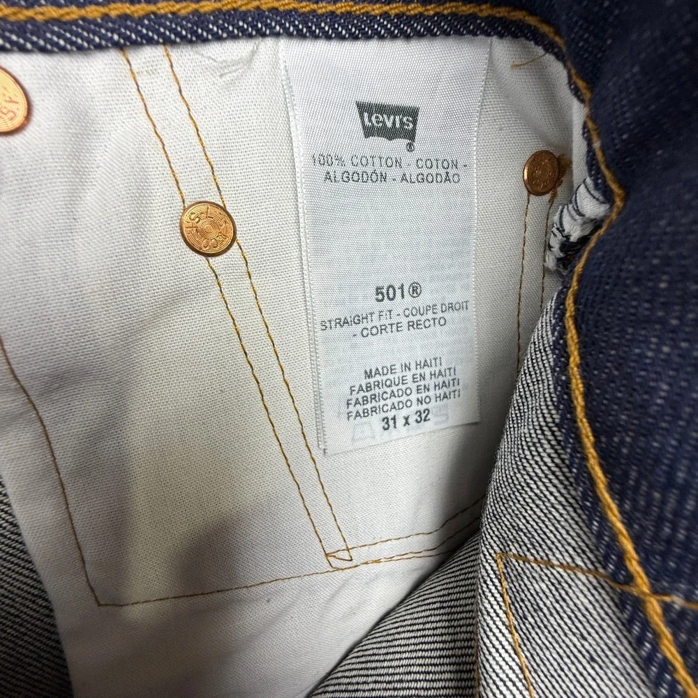 Levis 501 Original Fit Shrink-To-Fit Indigo Rigid Jeans 31x32 005010000 Mens